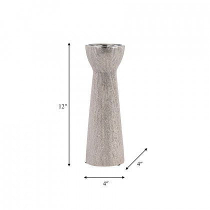 Sagebrook 12" Ceramic Bead Candle Holder - Silver