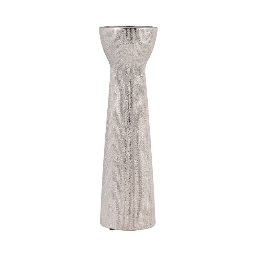 Sagebrook 14" Ceramic Bead Candle Holder - Silver