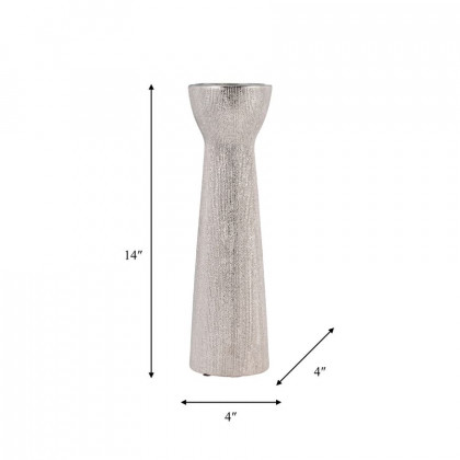 Sagebrook 14" Ceramic Bead Candle Holder - Silver