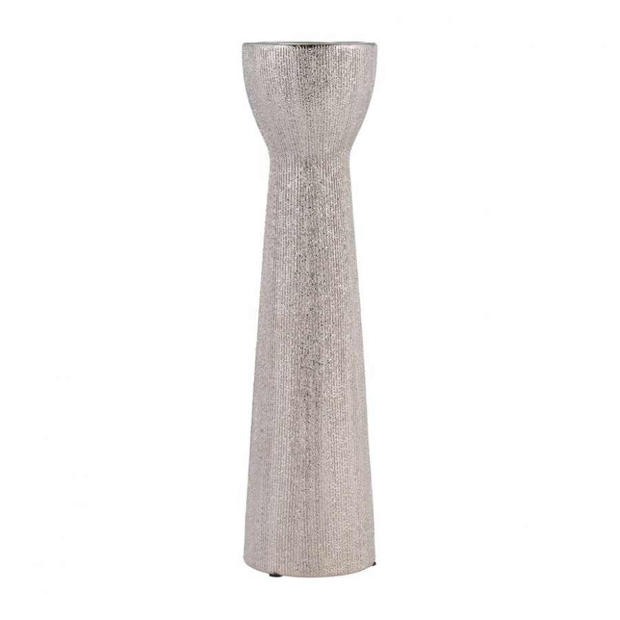 Sagebrook 16" Ceramic Bead Candle Holder - Silver
