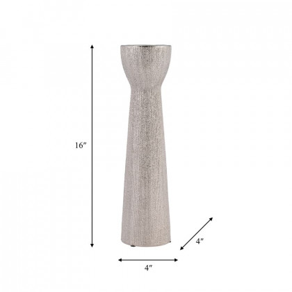 Sagebrook 16" Ceramic Bead Candle Holder - Silver