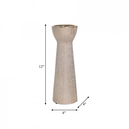 Sagebrook 12" Ceramic Bead Candle Holder - Champagne