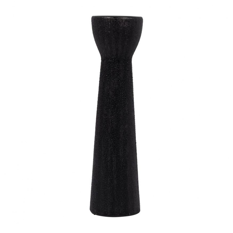 Sagebrook 16" Ceramic Bead Candle Holder - Black