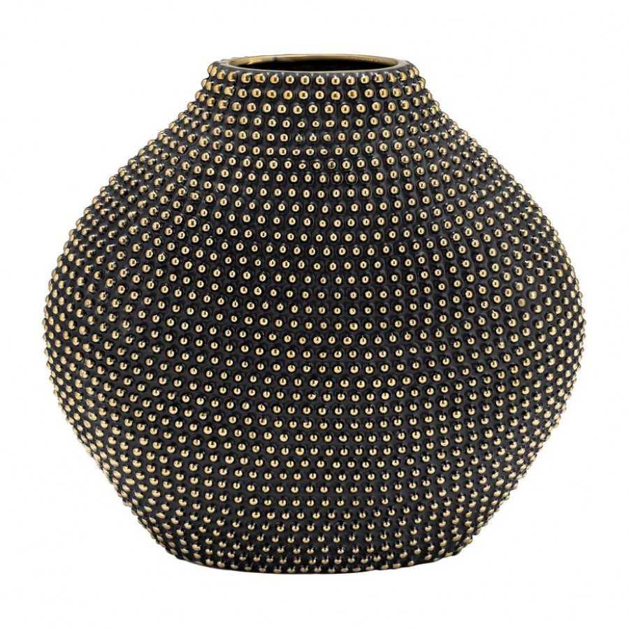 Sagebrook 16" Ceramic Beaded Vase - Black/Gold