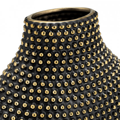 Sagebrook 14" Ceramic Beaded Vase - Black/Gold