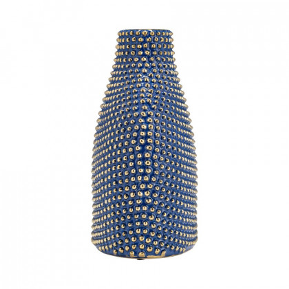 Sagebrook 14" Ceramic Beaded Vase - Navy/Gold