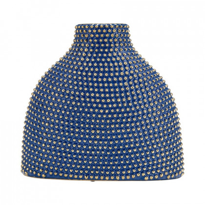 Sagebrook 14" Ceramic Beaded Vase - Navy/Gold