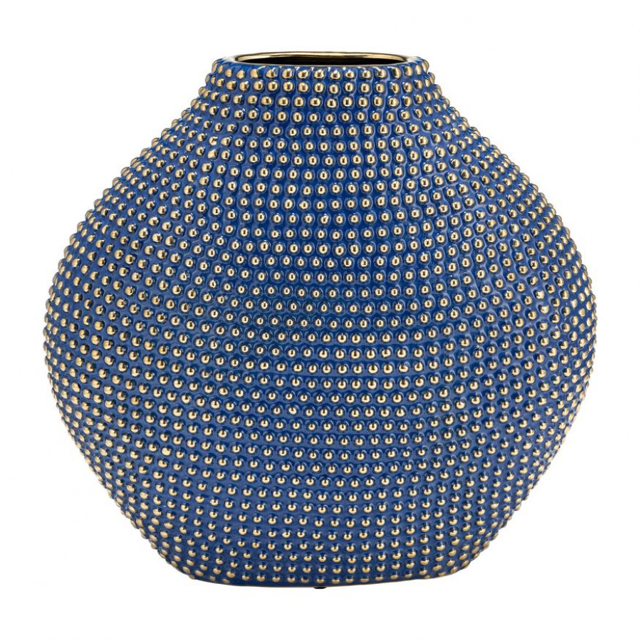 Sagebrook 16" Ceramic Beaded Vase - Navy/Gold