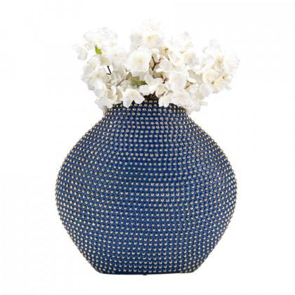 Sagebrook 16" Ceramic Beaded Vase - Navy/Gold