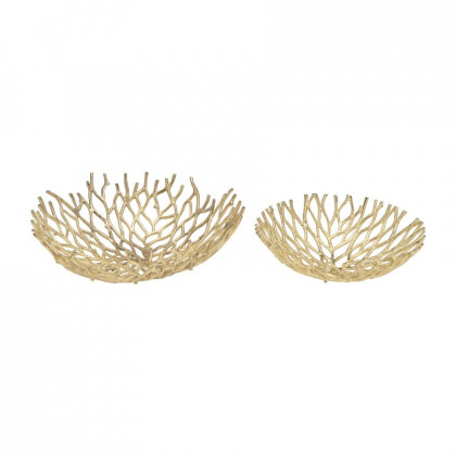 Sagebrook - 13"/17" Aluminum Branch Bowls (Set Of 2) in Gold
