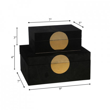 Sagebrook Velveteen Jewelry Box (Set Of 2) - Black/Gold