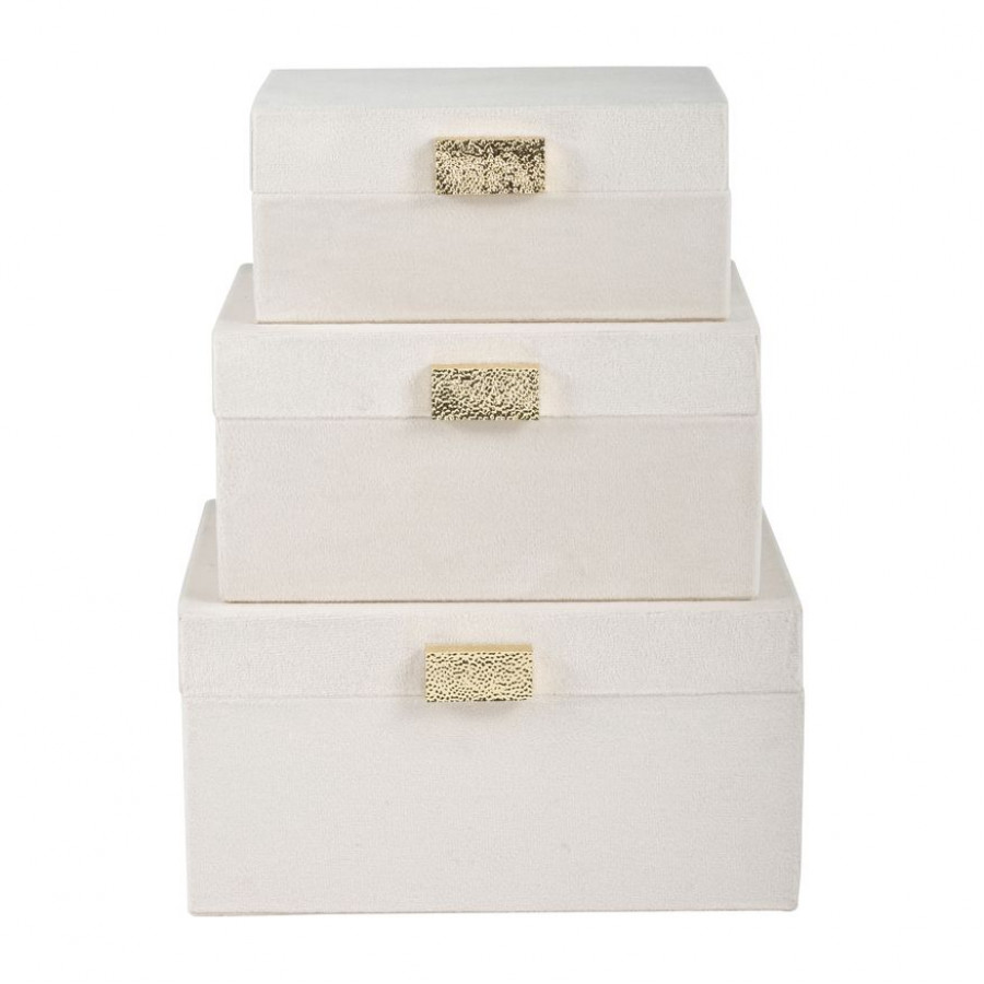 Sagebrook 7"/8"/9" Velveteen Jewelry Box (Set Of 3) - Cotton