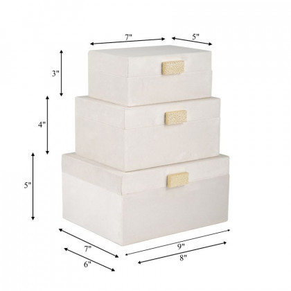 Sagebrook 7"/8"/9" Velveteen Jewelry Box (Set Of 3) - Cotton