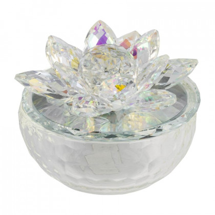 Sagebrook - 5" Crystal Lotus Trinket Jar