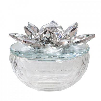 Sagebrook - 5" Crystal Lotus Trinket Jar