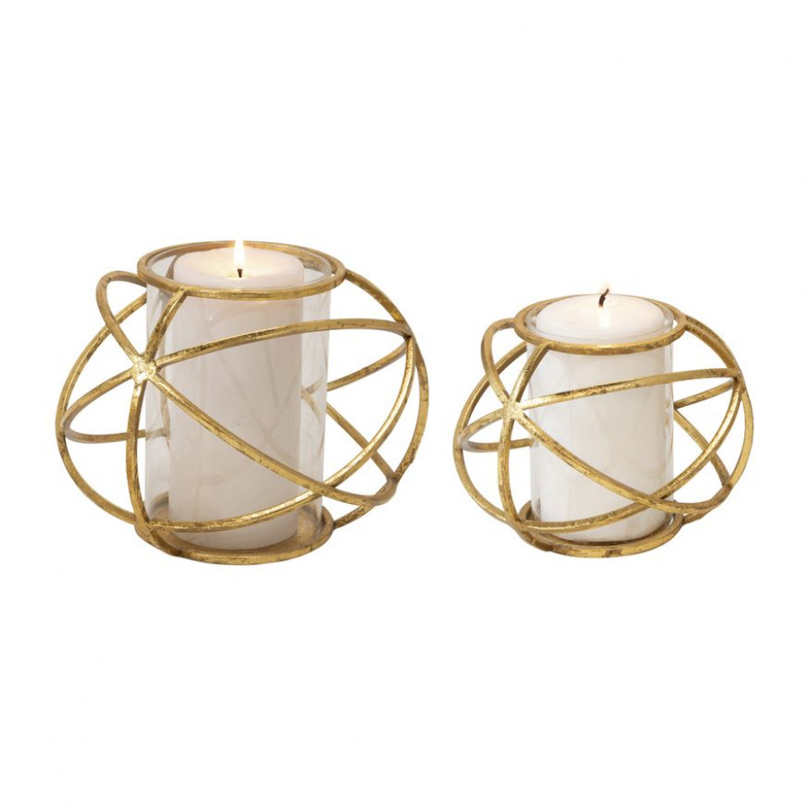 Sagebrook 6" Orb Candle Holders (Set Of 2) - Gold