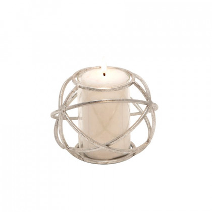 Sagebrook 6" Orb Candle Holders (Set Of 2) - Silver