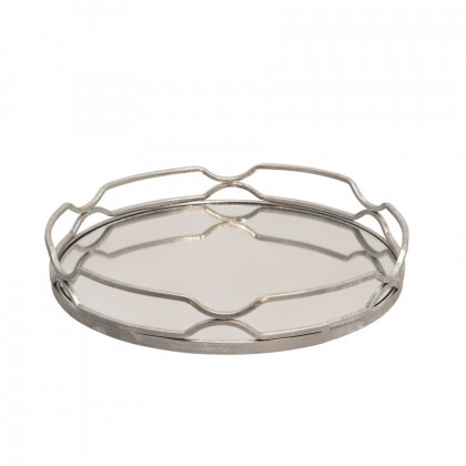 Sagebrook - 18"/16" Metal Round Trays (Set Of 2) in Silver Leaf