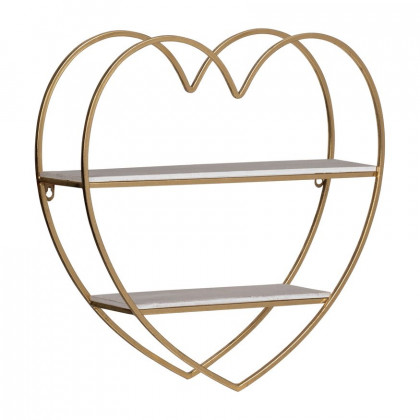 Sagebrook Metal/Wood 2 Tier Heart Wall Shelf - White/Gold