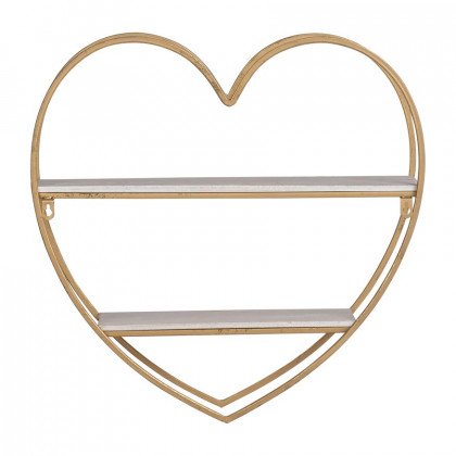 Sagebrook Metal/Wood 2 Tier Heart Wall Shelf - White/Gold