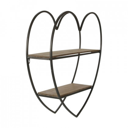 Sagebrook Metal/Wood 2 Tier Heart Wall Shelf - Natural/Black