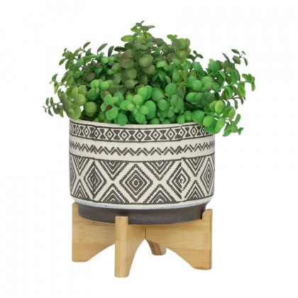 Sagebrook 7" Ceramic Diamond Planter On Stand - Ivory