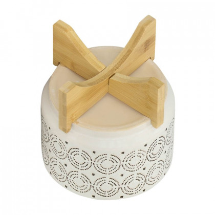 Sagebrook 7" Ceramic Swirl Planter On Stand - Ivory
