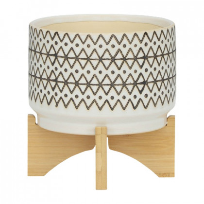 Sagebrook 7" Ceramic Abstract Planter On Stand - Ivory