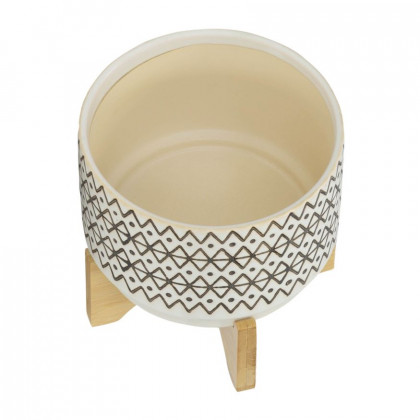 Sagebrook 7" Ceramic Abstract Planter On Stand - Ivory