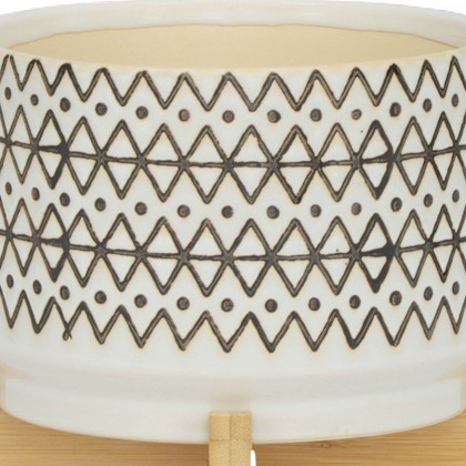 Sagebrook 7" Ceramic Abstract Planter On Stand - Ivory