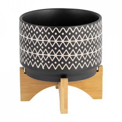 Sagebrook 7" Abstract Planter On Stand - Black