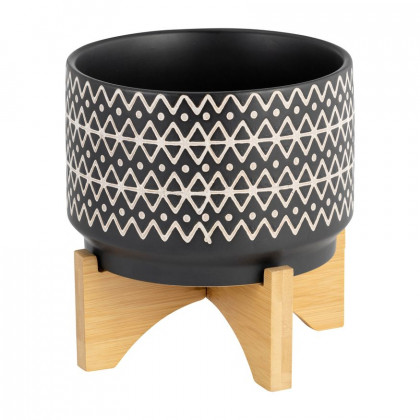 Sagebrook 7" Abstract Planter On Stand - Black