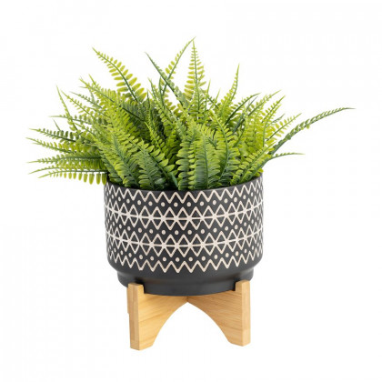 Sagebrook 7" Abstract Planter On Stand - Black