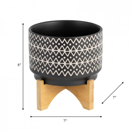 Sagebrook 7" Abstract Planter On Stand - Black