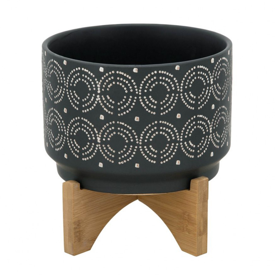 Sagebrook - 7" Ceramic Diamond Planter On Stand