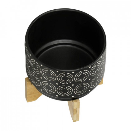 Sagebrook 7" Swirl Planter On Stand - Black