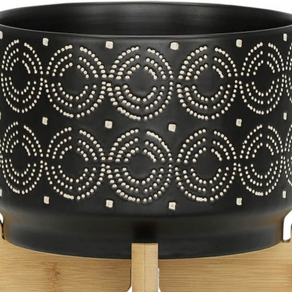 Sagebrook 7" Swirl Planter On Stand - Black