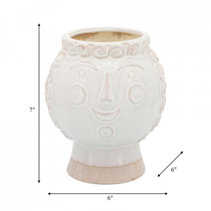 Sagebrook 6" Grandma Face Planter - Ivory