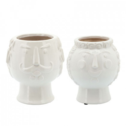 Sagebrook 6" Grandpa Face Planter - White
