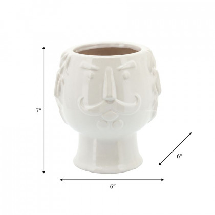 Sagebrook 6" Grandpa Face Planter - White