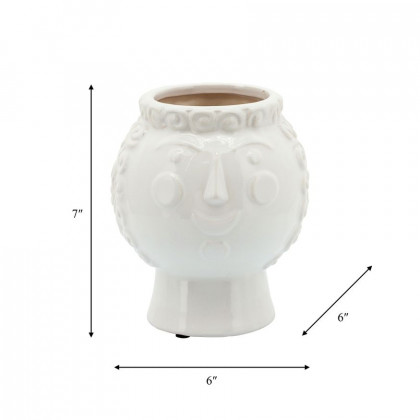 Sagebrook 6" Grandma Face Planter - White