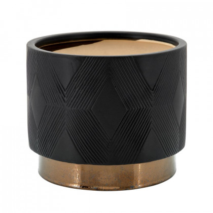 Sagebrook 6"/8" Diamond Metallic Planters (Set Of 2) - Black