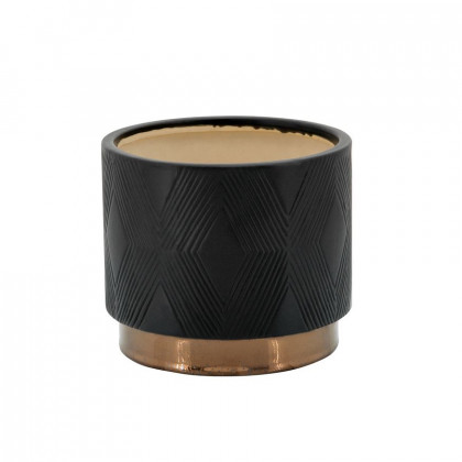 Sagebrook 6"/8" Diamond Metallic Planters (Set Of 2) - Black