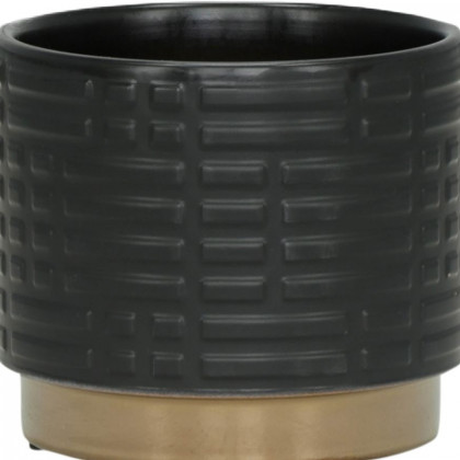 Sagebrook 6"/8" Maze Metallic Planters (Set Of 2) - Black