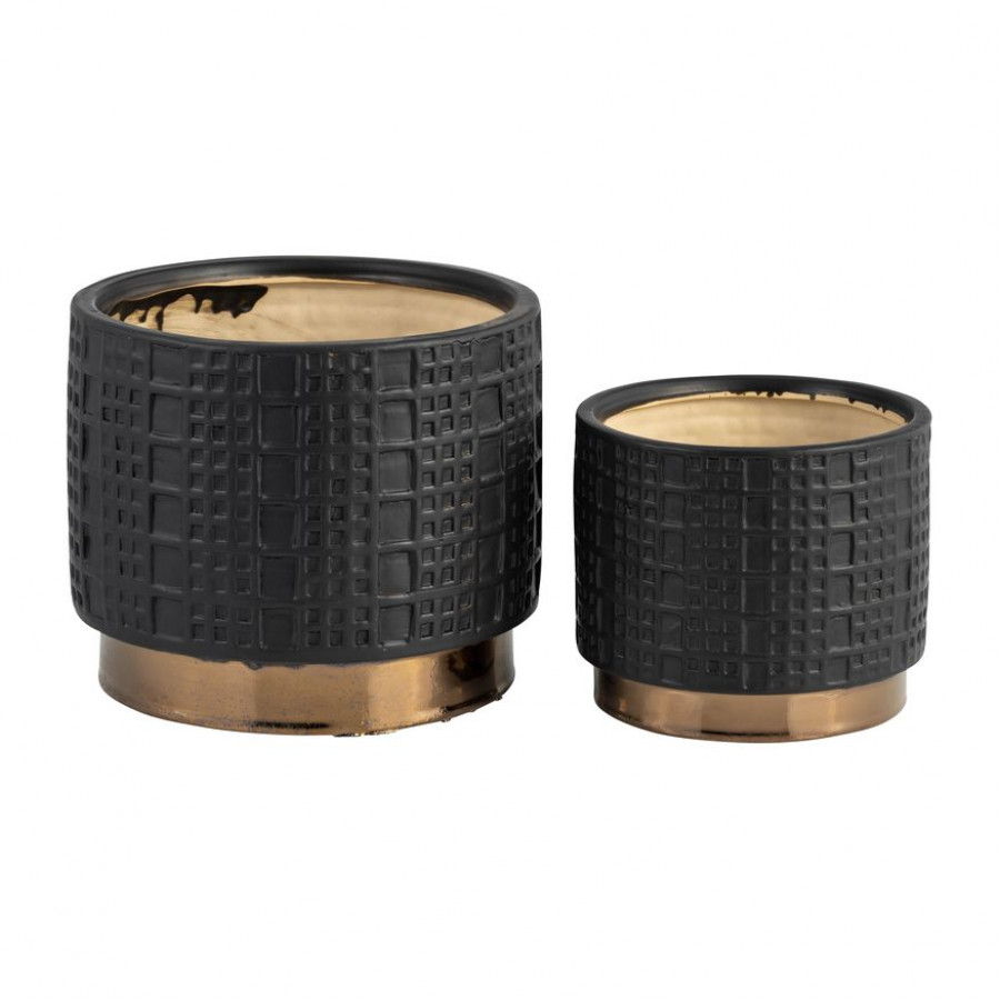 Sagebrook 6"/8" Mesh Metallic Planters (Set Of 2) - Black