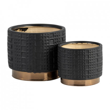 Sagebrook 6"/8" Mesh Metallic Planters (Set Of 2) - Black
