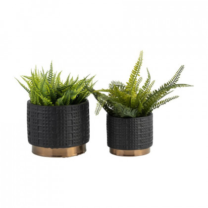 Sagebrook 6"/8" Mesh Metallic Planters (Set Of 2) - Black