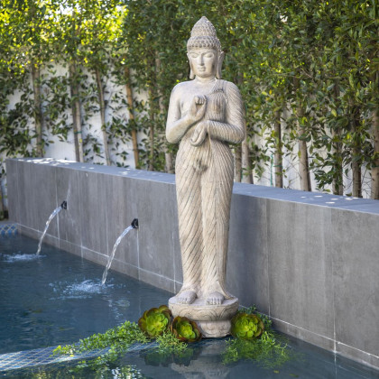 Sagebrook - 61" Polyresin Standing Buddha in Gray