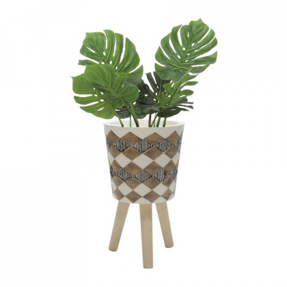 Sagebrook 10"/12" Diamond Planters With Wood Legs (Set Of 2) - Brown (kd)