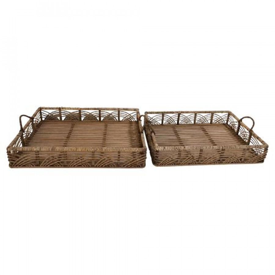 Sagebrook - 20"/22" Bamboo Trays (Set Of 2) in Natural